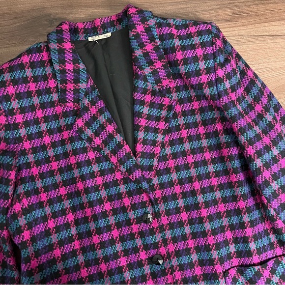 Vintage Retro Plaid Button Down Blazer - Picture 5 of 7